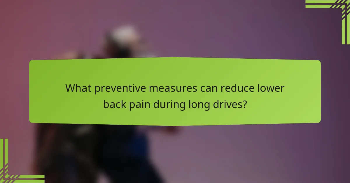 What preventive measures can reduce lower back pain during long drives?